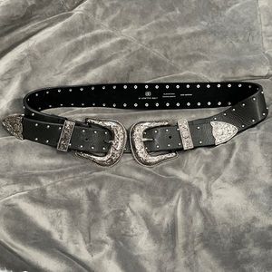 Bri Bri Studded Waist Belt in Black & Silver
